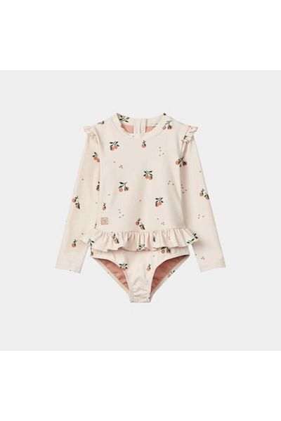Liewood Girls' UV Protective Long Sleeve Swimsuit Sille Peach/Sea Shell, Size 80