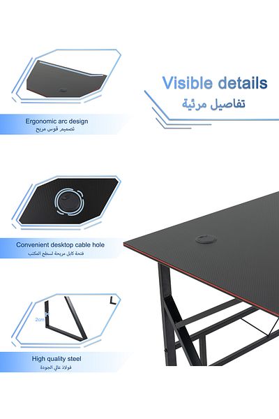 AnneFish 100/120cm K-Shaped Gaming Desk With Carbon Fiber Surface Small Computer Desk Gamer Desk Pc Table