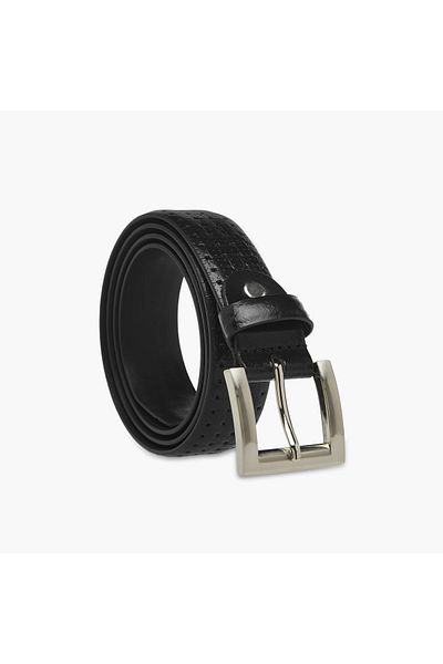 FAV Textured Leather Belt with Pin Buckle Closure