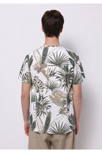 Colin's Regular Fit Round Neck Printed Men's Green Short Sleeve T-Shirt