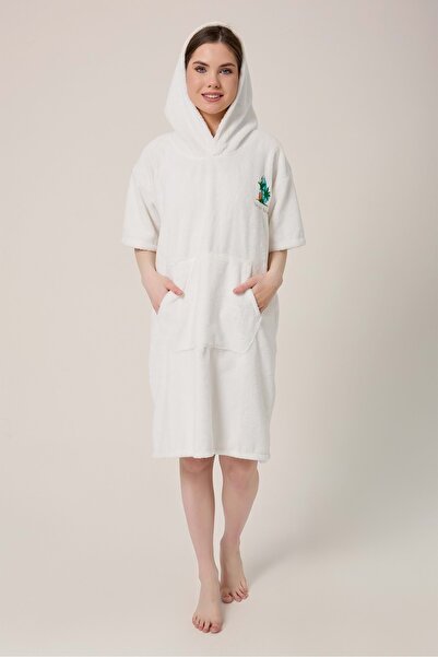 VEVİEN HOME Пальмовий серфінг з вишивкою, дорослий серфінг, літній палантин з капюшоном, пляжний рушник, кремовий, унісекс