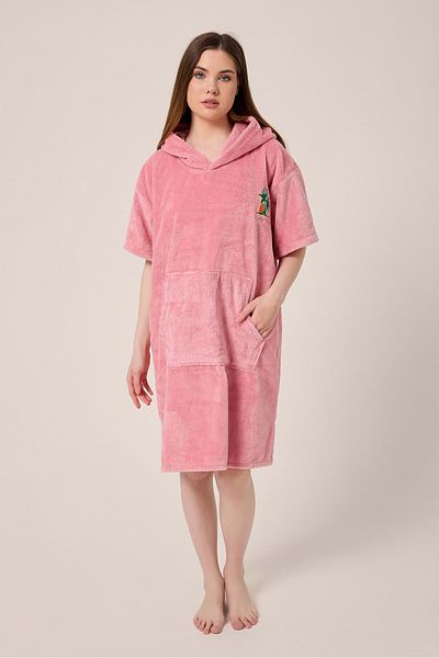 VEVİEN HOME Palm Surf Brodat Adult Surfing Summer Poncho Prosop de plajă cu glugă ROSE