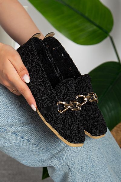 Jackers Heart Patterned Mesh Casual Babet Shoes with Stone Buckle Detail