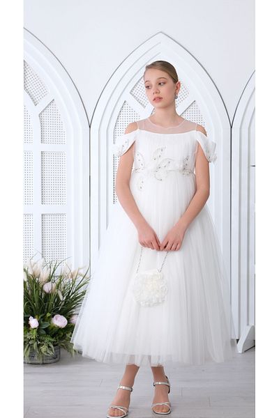 Via Bambino Flower Teen Dress White 3143