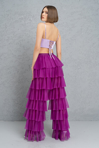 Kikiriki Magenta Flounced Tulle Trousers