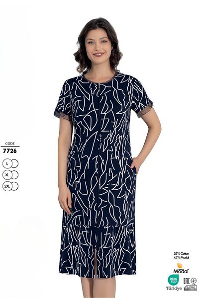 ROMEO LİFE Rochie elegantă cu model, din bumbac, țesătură modal, cu fermoar, 7726