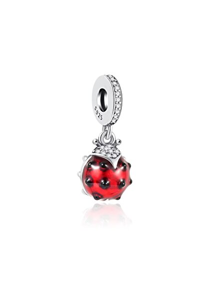 delis 925 Silver Pendant/Talisman, Jw1196, Ladybug Pattern, Rhodium Plated