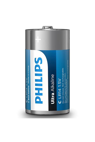 Philips Baterie Philips Ultra Alkaline LR14E2B/10, tip C, 1.5V, set de 2 bucăți