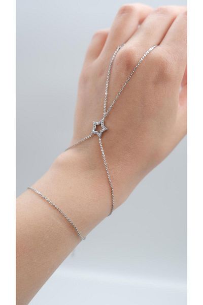 Jerie Gold Single Star Detail Zircon Stone Şahmeran