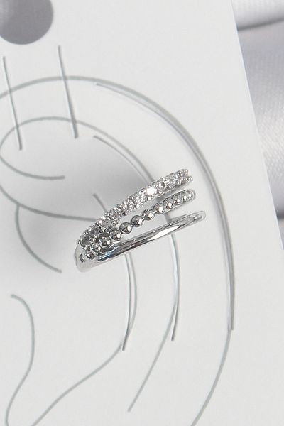 norsary Brass Silver Color Zircon Stone 3 Row Model Women's Cartilage Earrings
