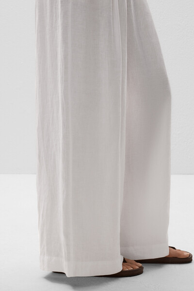 Oysho 100% linen wide-leg trousers