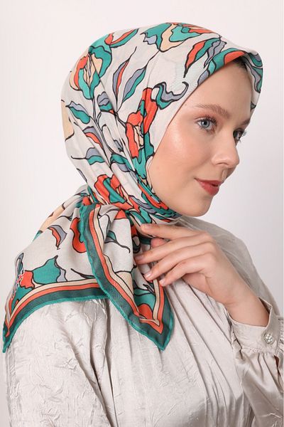 Levidor Leaf Floral Pattern Lightweight Cotton Cotton Scarf