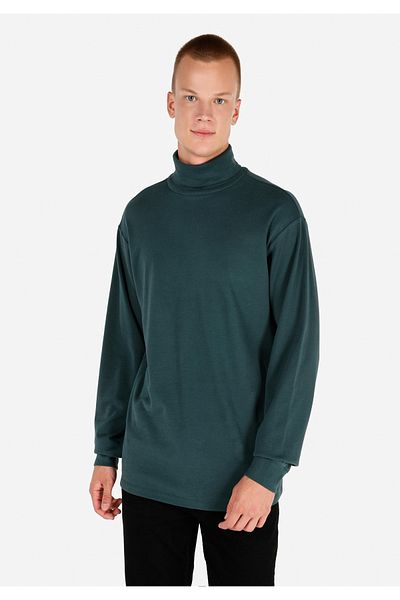 Colin's Comfort Fit Turtleneck Plain Men's Green Long Sleeve T-Shirt