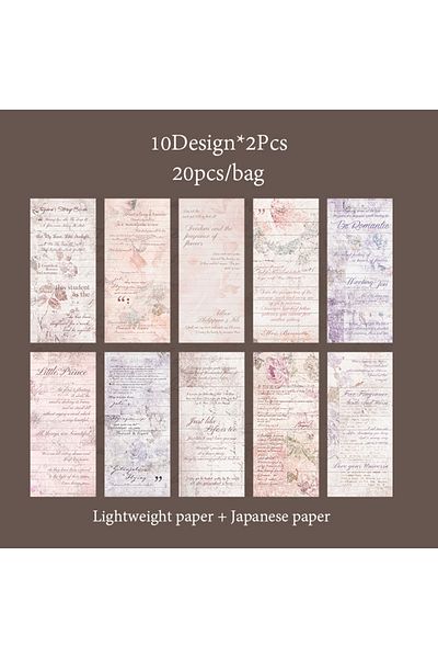 Choice S24190-3 6Style 20Pcs/bag Poetry Book Fragment Series Dual Material Sticker Book Creative Material D