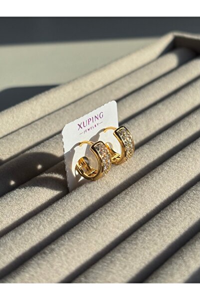ETERNAL SUNSHINE Xuping أقراط فولاذية دورا ذهبية اللون مرصعة بالأحجار الكريمة...