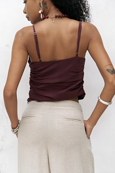 BOHEMAİ Mahoney Beige Linen Palazzo Trousers