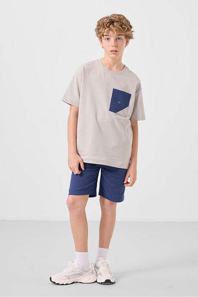 TOMMY LIFE Stone-Parlament Cotton Oversize Fit Woven Lightweight Flexible Chino Boy Shorts Suit - 11278