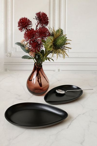 Keramika Matte Black Serenity Boat Plate 24 cm 2 Pieces 956