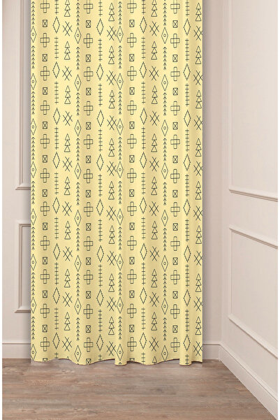 GREENDECOR Autentic, anatolian, etnic, cu model boem, design special, digital cu imprimeu (o singură aripă), perdea de fundal modernă și elegantă