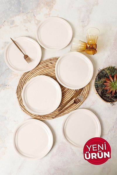 Keramika Cream Bloom Cake Plate 24 cm 6 Pieces 030