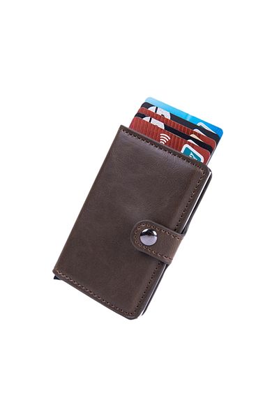 OEM Brown wallet, made of eco-leather, RFID protection, suitable for 6-7 cards
