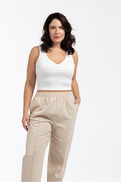 LUOKK Babs V-Neck Strappy Plus Size Crop Top Ecru