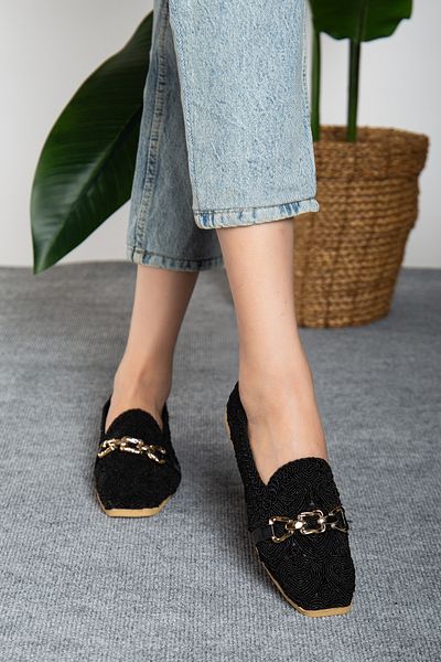 Jackers Heart Patterned Mesh Casual Babet Shoes with Stone Buckle Detail