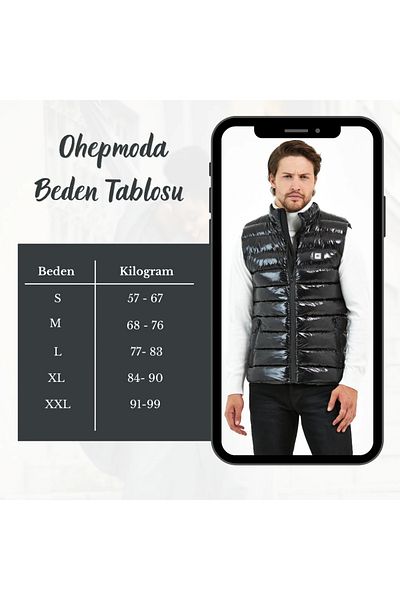 OHEPMODA Slim Fit Men's Shiny Puffer Vest