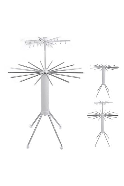MACVI Macvi® vertical clothes dryer, 2 levels, foldable, mobile, hanger holder, 16 rods, 24 clips, 170 cm