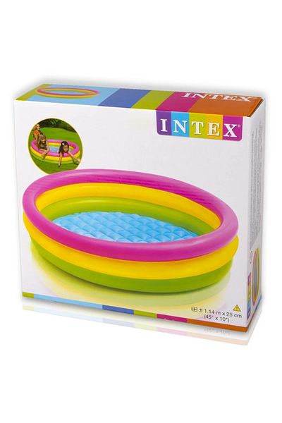 Intex Sunset Glow Three Rings Soft Outdoor Inflatable Floor Swimming Pool For Baby