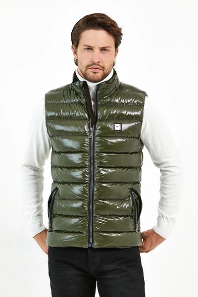 OHEPMODA Slim Fit Men's Shiny Puffer Vest