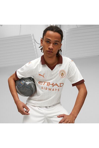 Puma Mens Manchester City 23/24 Away Football Jersey Top - White