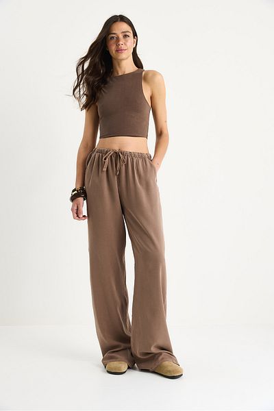 Bianco Lucci Women's Pocket Detailed Elastic Waist Binding Detailed Summer Lyocell Trousers Yp5424 60283375