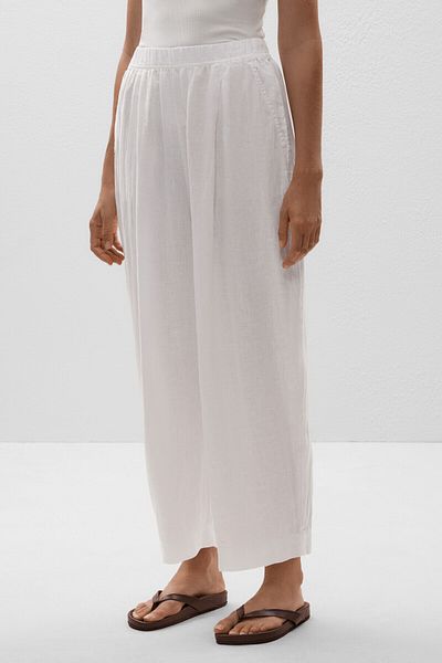 Oysho 100% linen crop balloon trousers