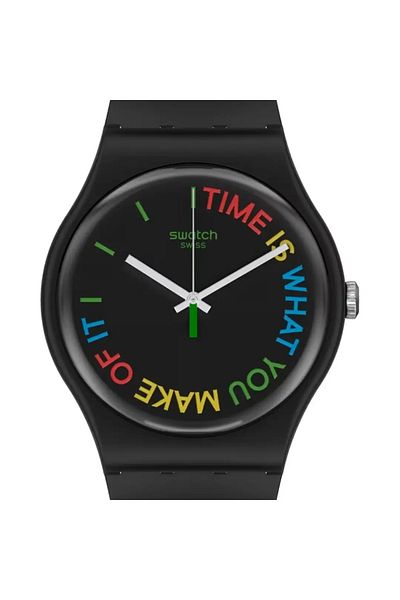Swatch Unisex Analogue Quartz Movement Watch with Bio-sourced 41mm Case and Bracelet