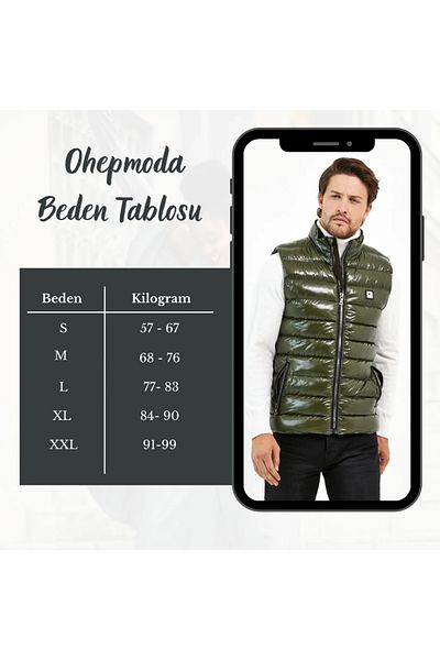 OHEPMODA Slim Fit Men's Shiny Puffer Vest