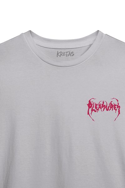Kretas Μπλουζάκι Unisex γκρι Pleasures Samurai Japan Samurai Ιαπωνικό μπλουζάκι με μίνιμαλ μπροστινό τύπωμα