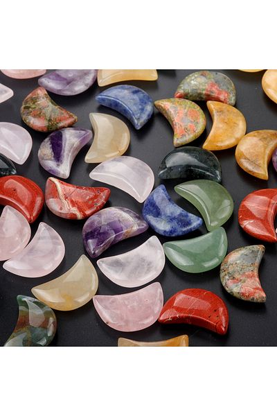 Choice1 Random Moon-20x14mm 12pcs Natural Gem Stone Quartz Crystal Amethyst Star Moon No Hole Pendant for Je