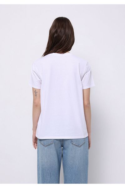 Colin's Tricou alb cu mânecă scurtă pentru femei, cu decolteu rotund, cu croială normală