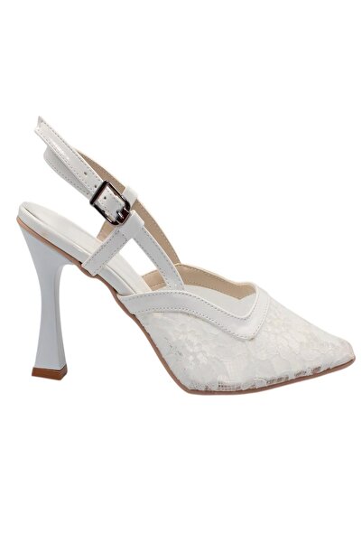 Celira Pantofi de damă cu toc clasic din tul alb