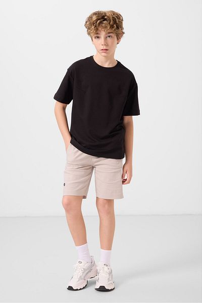 TOMMY LIFE Μαύρη πέτρα βαμβακερή υπερμεγέθη υφαντή ελαφριά εύκαμπτη φόρμα για αγόρια Chino - 11277
