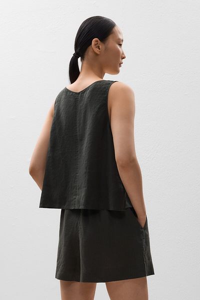 Oysho 100% linen V-neck top
