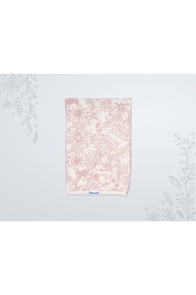 Miniworld Yapraklı Çiçek Desenli Penye Battaniye-18694136 - GÜL KURUSU