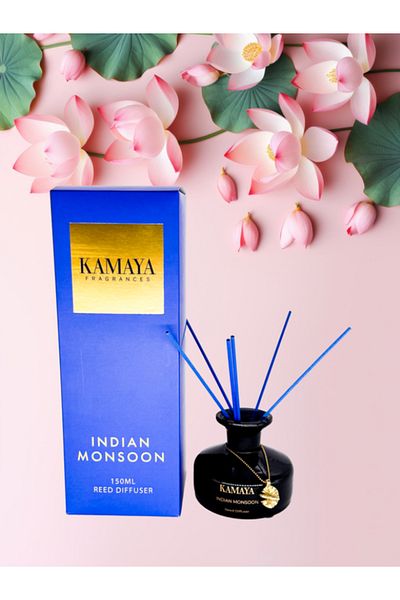 Kamaya Indian Monsoon 150 ml Reed diffuser with metal charm+ refill with two sets of reeds