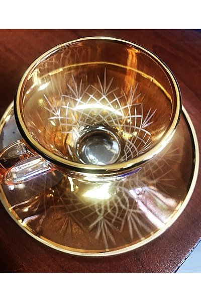 DECOSTYLE Kare Dekor Paşabahçe Gold Bal Renk Basic 4 Lı Kahve Fincan Takımı 8 Parça 97984