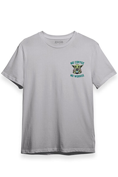 Kretas Unisex siva T-shirt Baby Yoda bez kafe bez Workee Star kafe minimalna ...