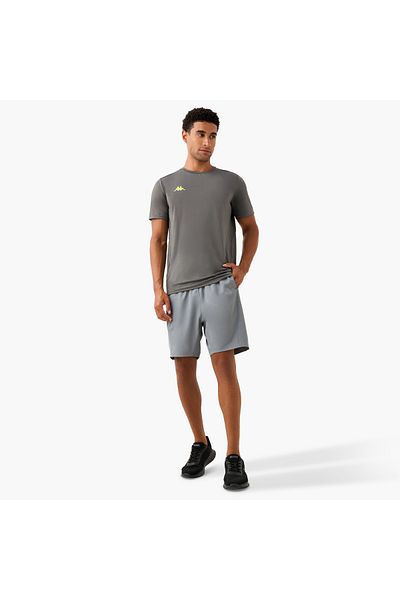 Kappa Logo Print Shorts with Mesh Accent