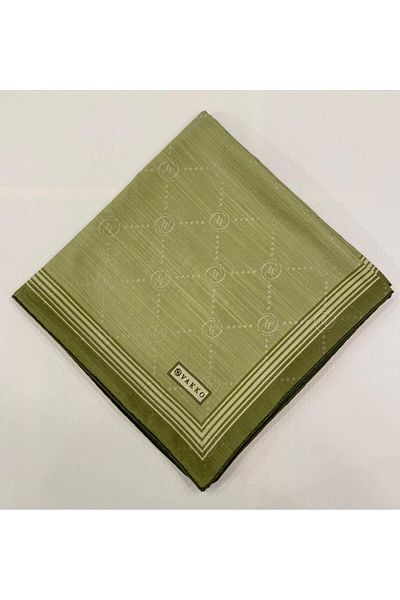 Vakko Μονόγραμμα Βαμβακερό Μεταξωτό Φουλάρι 41588-χακί