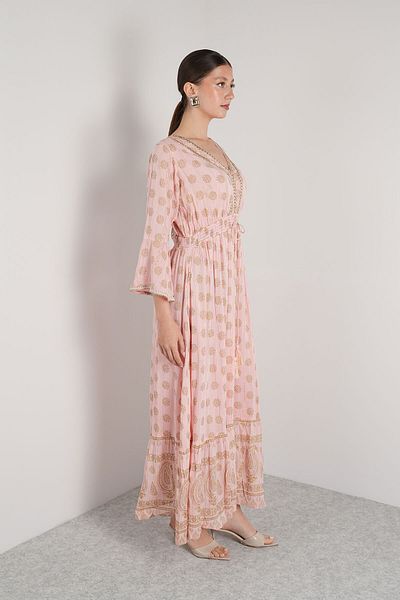 NAVAJO Maxi Dress - Salmon Back Detail Lined – 100% Cotton – Standard Size (36-44)