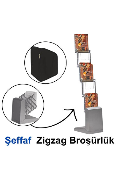 Genel Markalar Şeffaf Zig Zag Akordiyon Broşürlük | 5 Katlı | A4 Uyumlu | Şef...